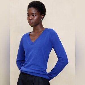 NWOT Banana Republic Forever V-Neck Sweater in Bright Blue